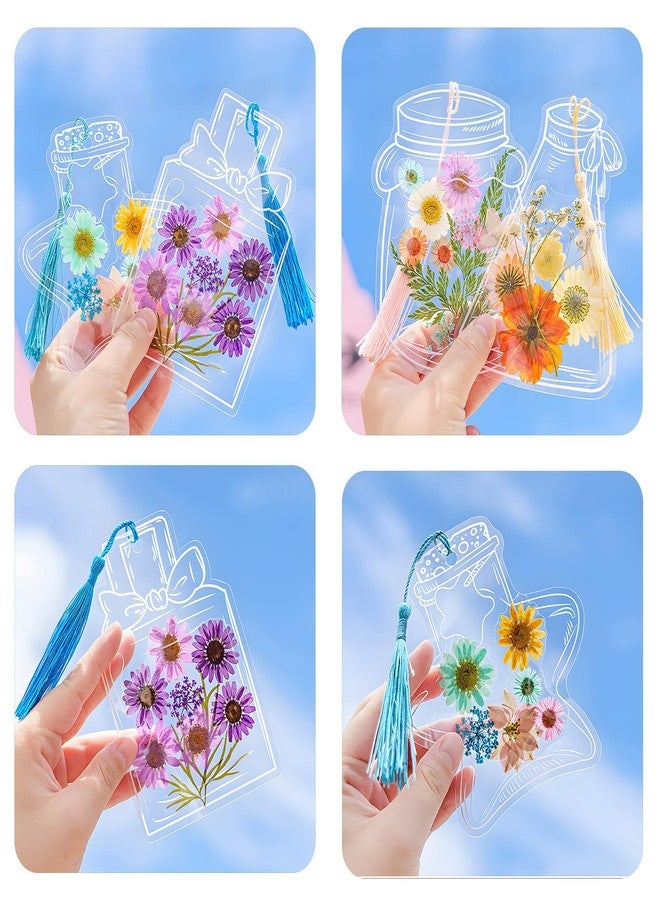 TARINI 40PCS DIY Transparent Dried Flower Bookmarks, Shapes Clear Blank Bookmarks with Decorative Stickers, Customizable Handmade Craft Kit for Book Lovers Readers, Long-Lasting Keepsake for Reading Gifting - Image 4