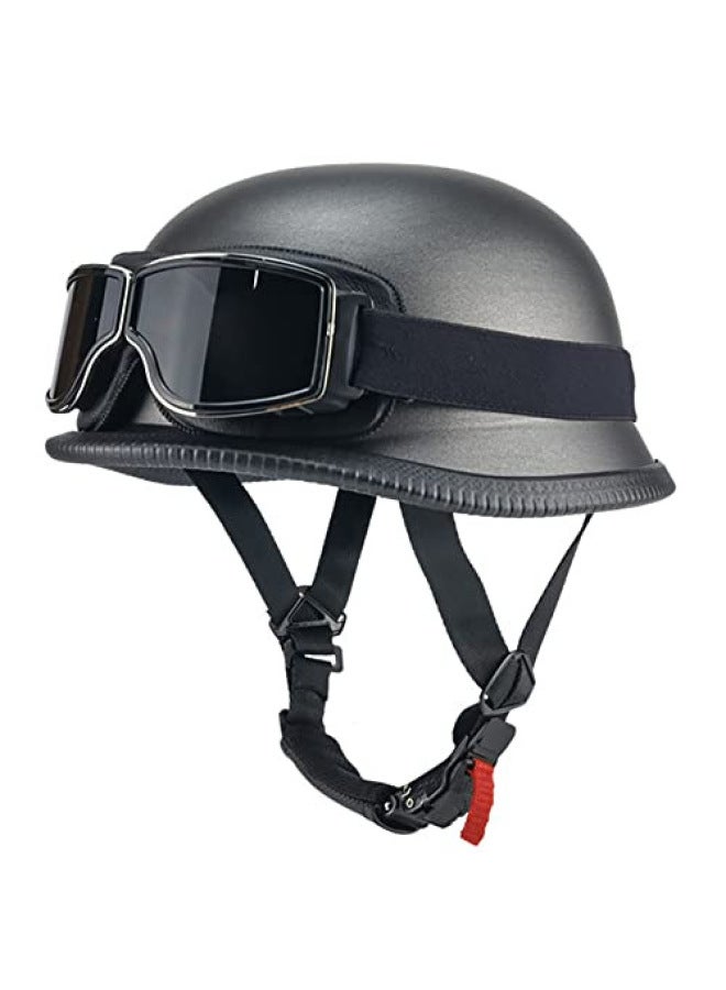 Gray Black Edge Goggles Retro Helmet Unisex Four Seasons Universal German Helmet Motorcycle Personality Cool Helmet Summer Half Helmet