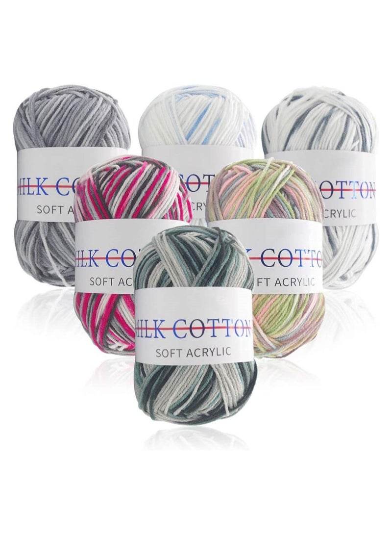 Multicolored Crochet Yarn Set - 6Pcs Soft Acrylic Knitting Yarn for Crafting, Perfect for Sweaters, Scarves, Hats & Garments, Ideal for All Your Knitting Projects - Image 1