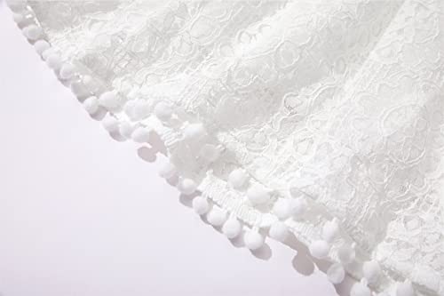 Niyage Toddler Girls Elegant Lace Pom Pom Flutter Sleeve Party Princess Dress White 110 - Image 5