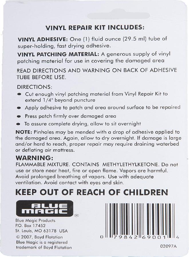 Blue Magic Waterbed/Air Mattress Vinyl Repair Kit: Fast Drying Adhesive and Patches, 2 Pack - Image 4