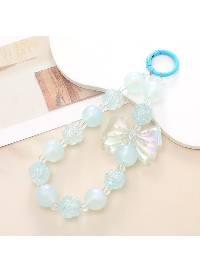 NIBEMINENT Phone Charm/ Chain Strap for Women Girls,K075 Rose Cell Phone Case Lanyard Wrist Strap，Blue