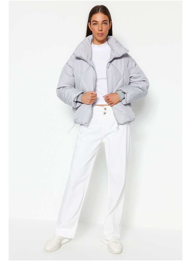 trendyol Gray Oversize Water Repellent Inflatable Quilted Coat TWOAW24MO00146  - Image 1