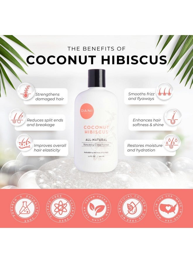 DANI Naturals Conditioner - Coconut Hibiscus - Strengthens & conditions; Ideal for thin, dry or damaged hair, 12 oz - Image 2