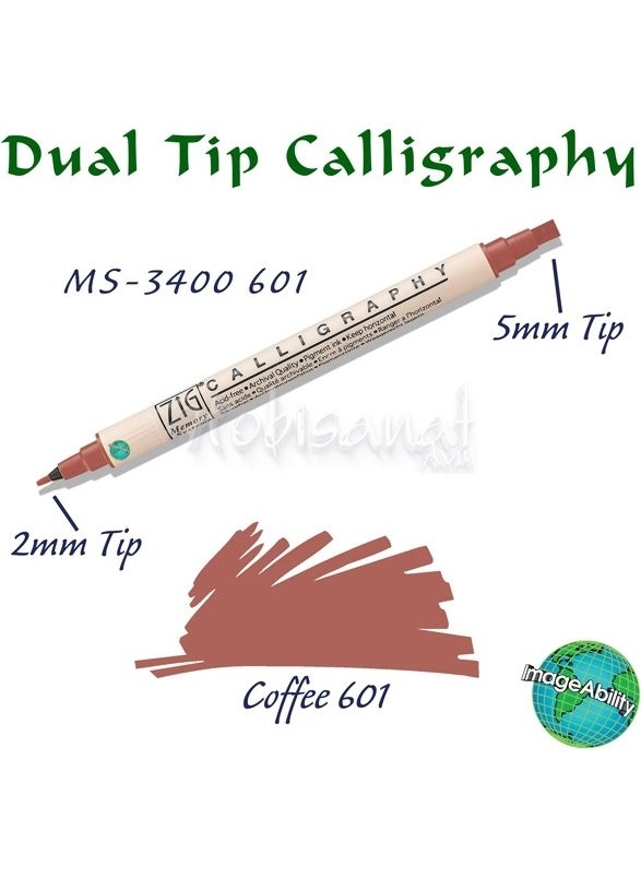Zig Calligraphy Double Tip Calligraphy Pen 2 mm 5 mm 601 Brown 