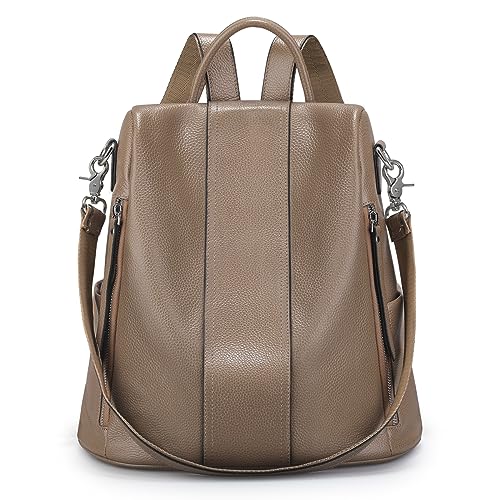 S-ZONE Leather Backpack Purses for Women Antitheft Soft Rucksack Ladies Shoulder Bag Medium - Image 1