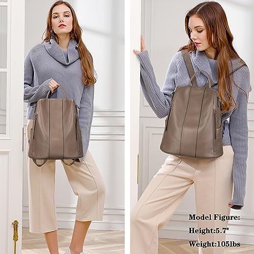 S-ZONE Leather Backpack Purses for Women Antitheft Soft Rucksack Ladies Shoulder Bag Medium - Image 2