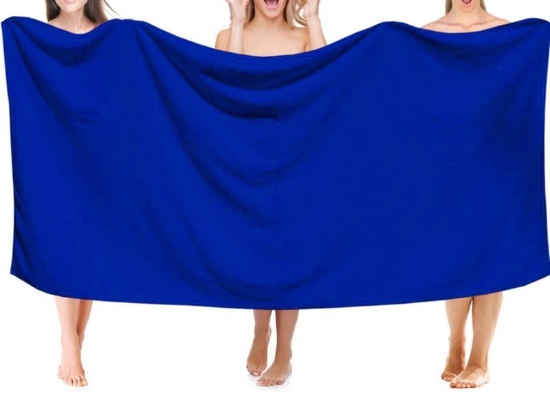 MYLSMPLE Luxury Microfiber Bath Towel Extra Large Bath Sheet Blue Beach Towel Fast Drying Hotel Bathroom Towel (36 Inch X 72 Inch, Dark Blue) - Image 4