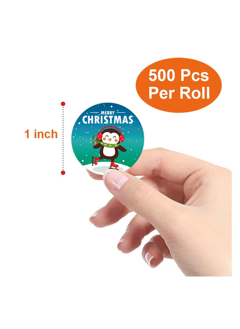 Decorative stickers, round labels, christmas party, christmas gift closure stickers, 8 designs, diameter 2.5cm (1 inch), roll, total 500PCS. Classroom teacher supplies, toilets Training stickers, motivational stickers  - Image 2