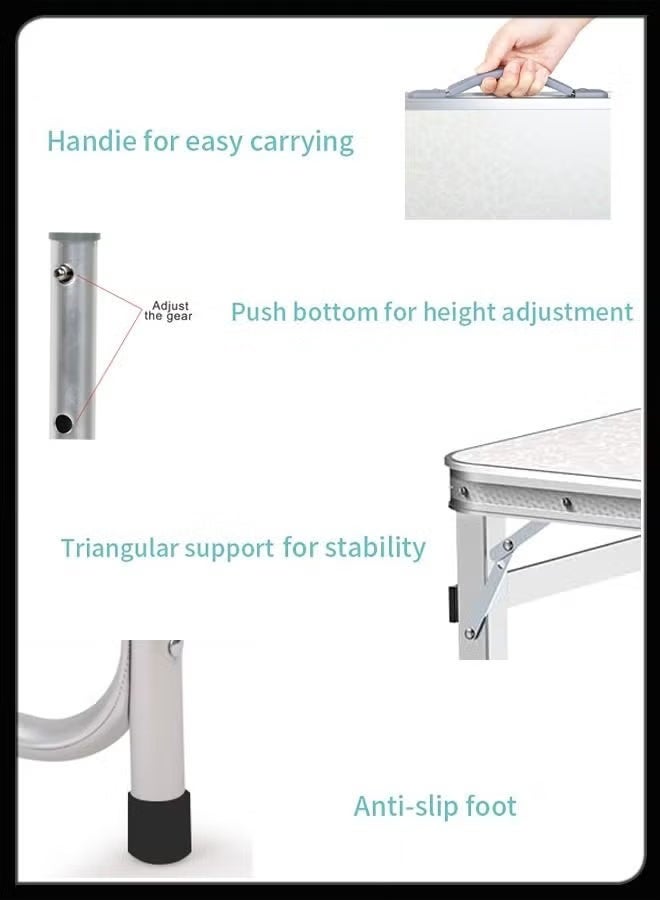 Panvil Portable Foldable Adjustable Height Table – Lightweight Folding Desk with Aluminum Alloy Sides, Compact Outdoor & Indoor Table for Home, Kitchen, Camping, Hiking, Beach, Picnic, BBQ, and Garden Parties - Image 4