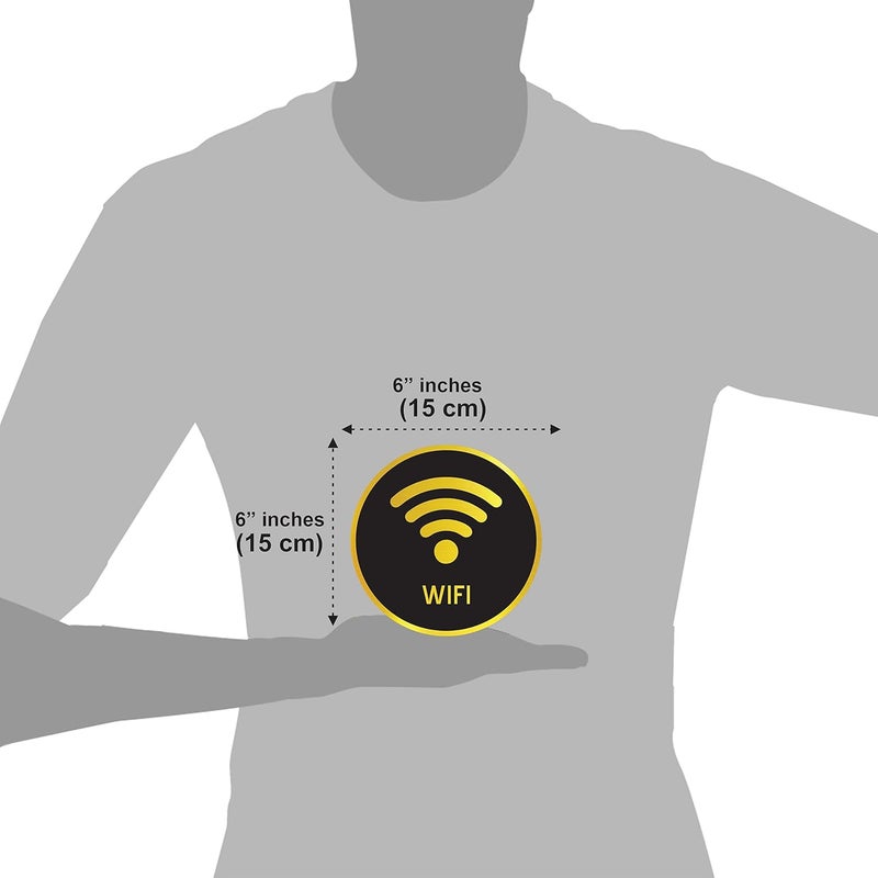 Vertical Root Inc ® Premium BLACK & GOLDEN Finish Acrylic WIFI Sign Easy to Mount Self-Adhesive Tape Signage for Hotel Office Corporate Business Resort Society - Image 4