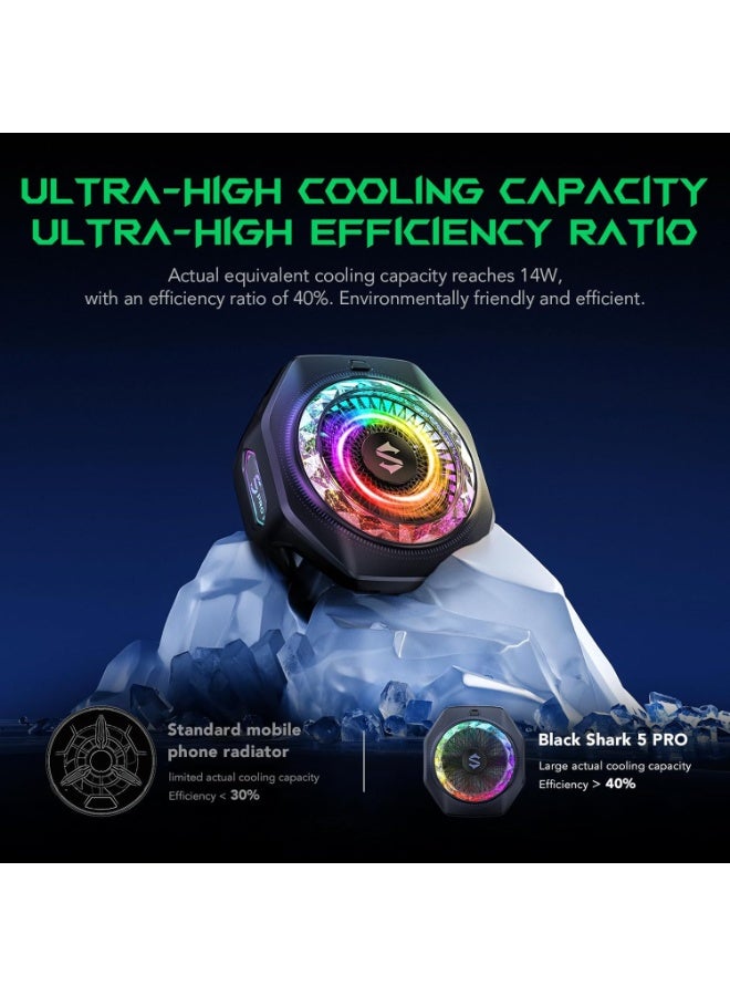 بلاك شارك مبرد الهاتف المغناطيسي بلاك شارك 5 برو - 18 مصباح LED RGB قابل للتحكم، مقبض قابل للفصل، مروحة تبريد حرارية يتم التحكم بها عبر تطبيق لأجهزة iPhone Mag Safe/Android/iPad - للألعاب/البث المباشر/التصوير - Image 5