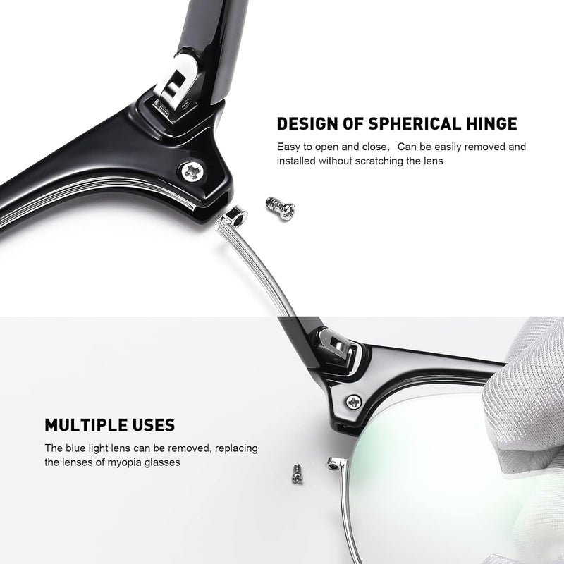 AOMASTE Store Blue Light Blocking Glasses Vintage Half Frame UV Clear Lens Anti Eyestrain Computer Gaming Glasses for Women Men(P50) - Image 4