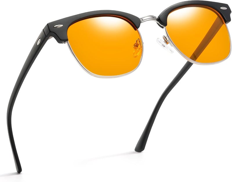 AOMASTE Store Blue Light Blocking Glasses Vintage Half Frame UV Clear Lens Anti Eyestrain Computer Gaming Glasses for Women Men(P50) - Image 1