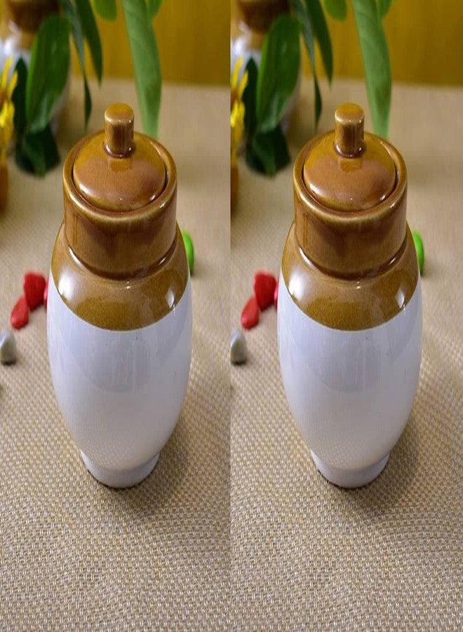 Jetwals Ceramic Handmade Pickle Jar Set with Lid 200ML LOTA SHAPE (LOTA JARS 200ML PACK OF 2) - Image 1