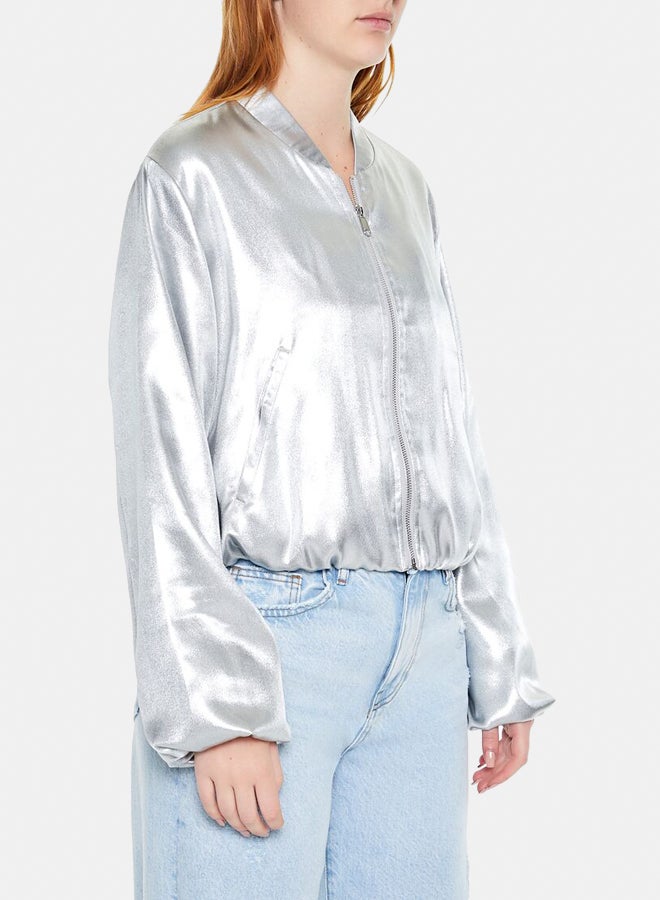 FOREVER 21 Metallic Bomber Jacket - Image 3