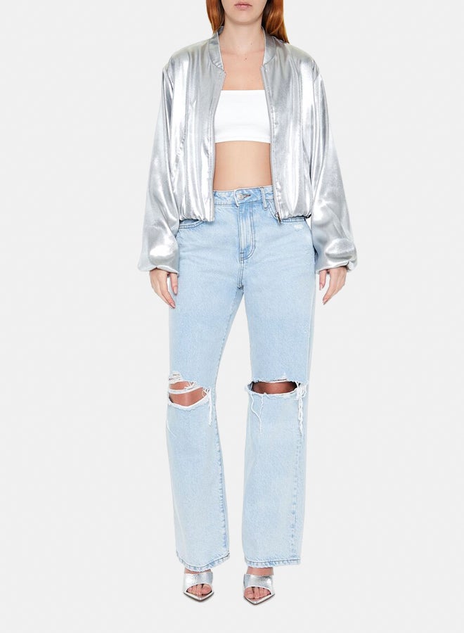 FOREVER 21 Metallic Bomber Jacket - Image 2