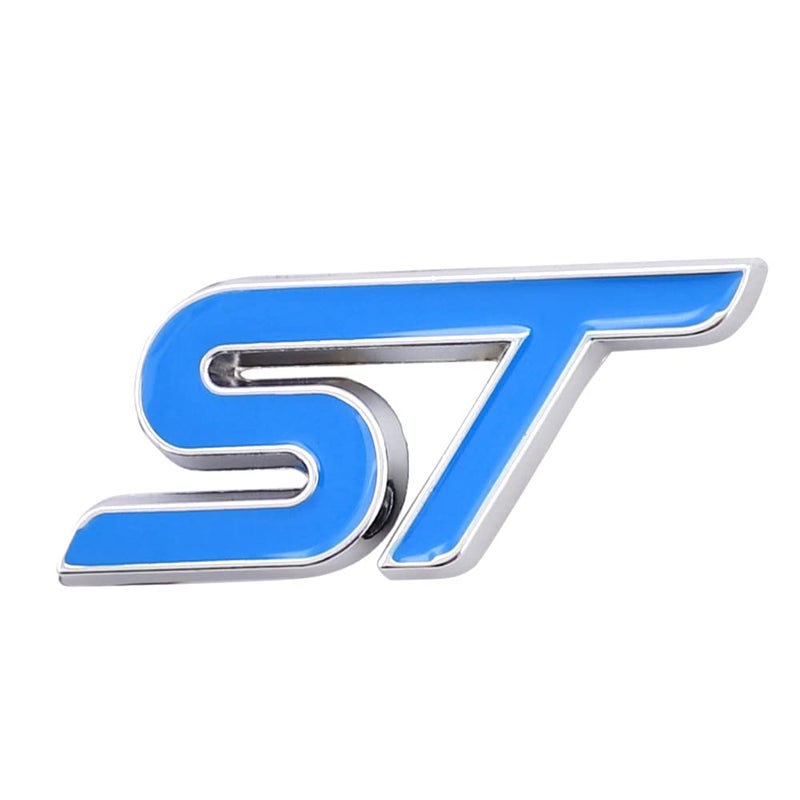 ST Emblem 3D Metal Badge Car Hood Truck Door Side Fender Rear Trunk Emblem Sticker Decals for Focus Focus 2 Focus 3 Auto F150 Sport Decoration Accessories Blue CRST