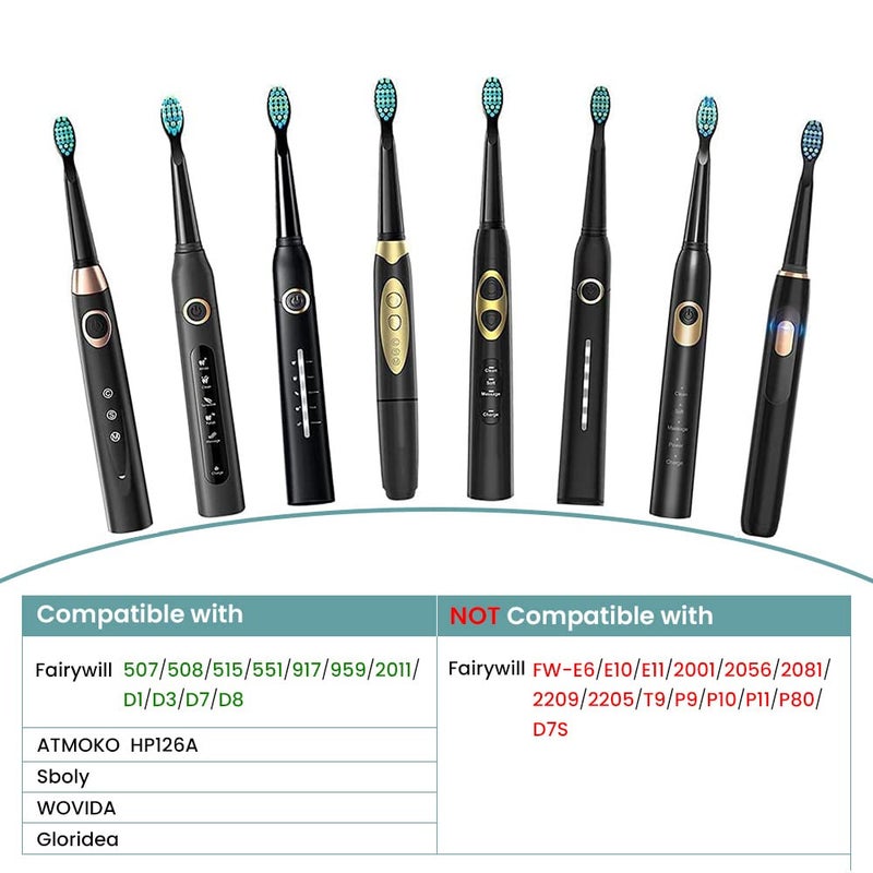 YUNCHI Electric Toothbrush Replacement Heads 5 Pack Compatible with Fairywill FW-507/508/551/917/959, for FW-D1/FW-D3/FW-D7/FW-D8, for Fairywill Toothbrush Refills - Black - Image 1