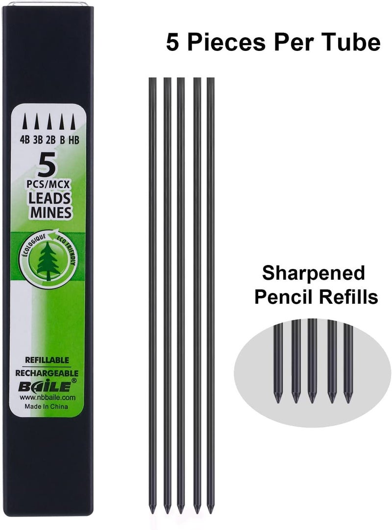 Baile 2.0mm Mechanical Auto Pencil + Lead Box (5 Leads) - Body Color Black - Image 3