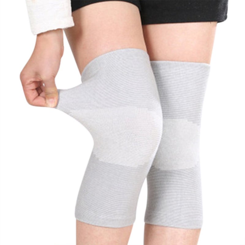 JUMISEE (One Pair) Cotton Knee Sleeves for Knee Support, Circulation Improvement & Pain Relief,Sport Compression for Running, Pain Management, Arthritis Pain Women Men (Gray, Medium) - Image 3