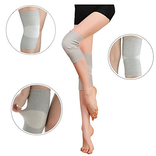 JUMISEE (One Pair) Cotton Knee Sleeves for Knee Support, Circulation Improvement & Pain Relief,Sport Compression for Running, Pain Management, Arthritis Pain Women Men (Gray, Medium) - Image 5