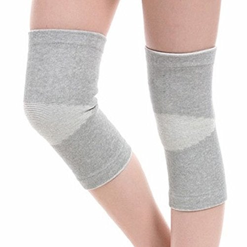 JUMISEE (One Pair) Cotton Knee Sleeves for Knee Support, Circulation Improvement & Pain Relief,Sport Compression for Running, Pain Management, Arthritis Pain Women Men (Gray, Medium) - Image 2
