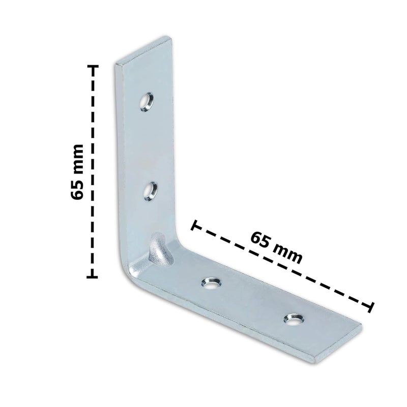 Impex Angle Bracket for Reinforcing Chairs and Tables | Pack of 24 |Shelf Bracket |Zinc Plated L Shape Bracket | Solid Shelf Support Joint Right Corner Brace (65 X 65 MM) - Image 3
