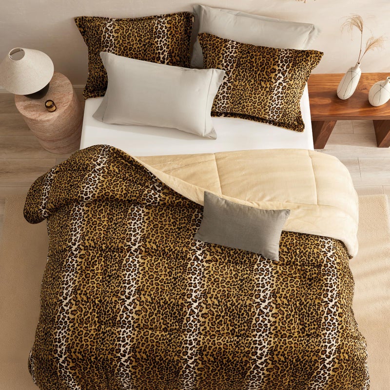 Petrichor Leopard Velvet Flannel King Comforter Set-Cheetah Print Western Blanket,Luxury Fuzzy Heavy Bedding Set,3 Pieces Plush Winter Bed Set with Comforter (90"x104")&2 Pillow Shams (20"x36" - Image 3