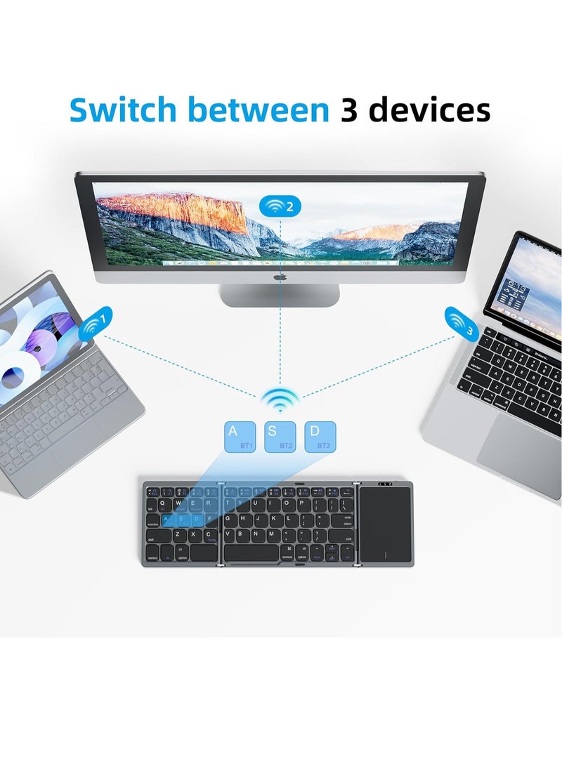 MIGOFAST Foldable Bluetooth Keyboard with Touchpad, Wireless Folding Keyboard, Multi-Device and Rechargeable, Portable Keyboard for iPad, iPhone, Android, Windows Laptop, Desktop, Tablet and PC - Image 4