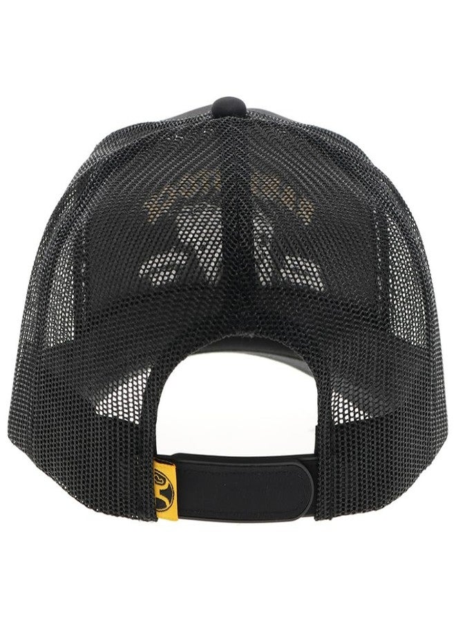 HOOEY Rank Stock Trucker Hat for Men – Adjustable Snapback, Breathable Mesh Baseball Cap - Western Trucker Hat - One-Size - Bucking Beef & Rodeo Company Stitch Design - Black - Image 3