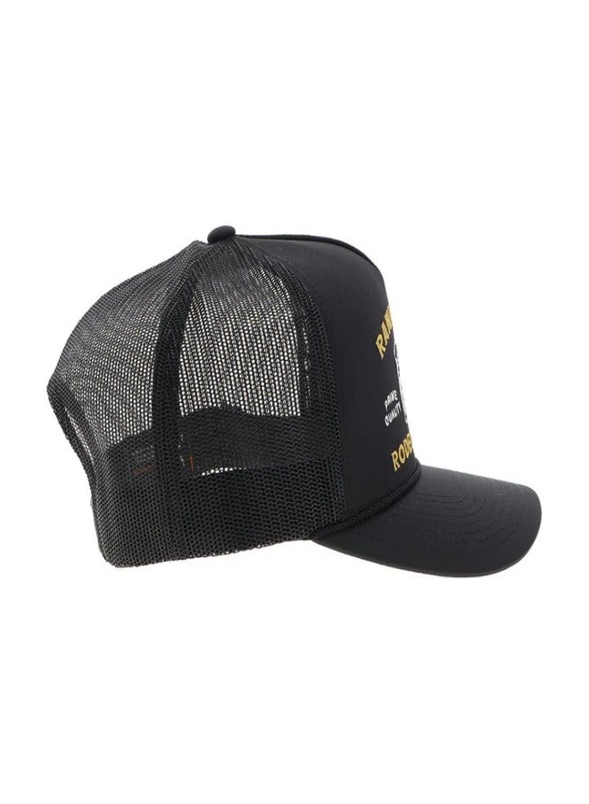 HOOEY Rank Stock Trucker Hat for Men – Adjustable Snapback, Breathable Mesh Baseball Cap - Western Trucker Hat - One-Size - Bucking Beef & Rodeo Company Stitch Design - Black - Image 4