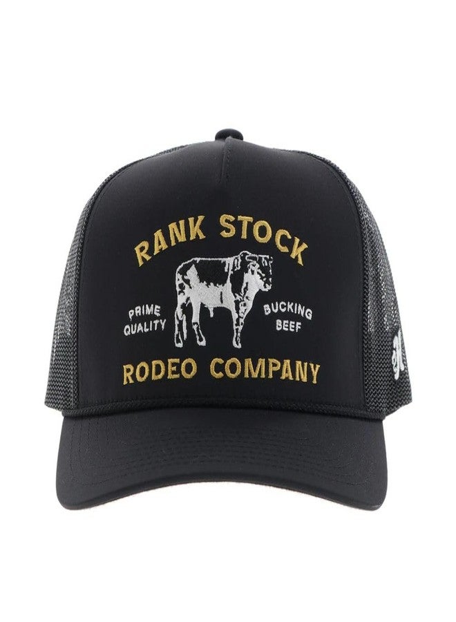 HOOEY Rank Stock Trucker Hat for Men – Adjustable Snapback, Breathable Mesh Baseball Cap - Western Trucker Hat - One-Size - Bucking Beef & Rodeo Company Stitch Design - Black - Image 5