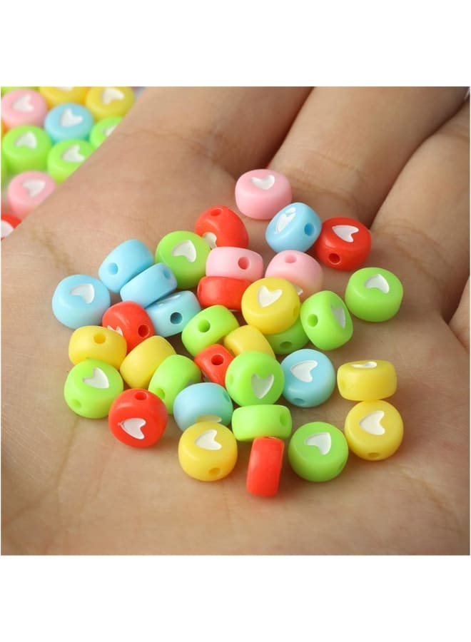 ZHUZ54 200PCS Mixed Color Letter Acrylic Beads Round Flat Heart Star Alphabet Cube Loose Spacer Beads For Jewelry Making Handmade DIY Bracelet
