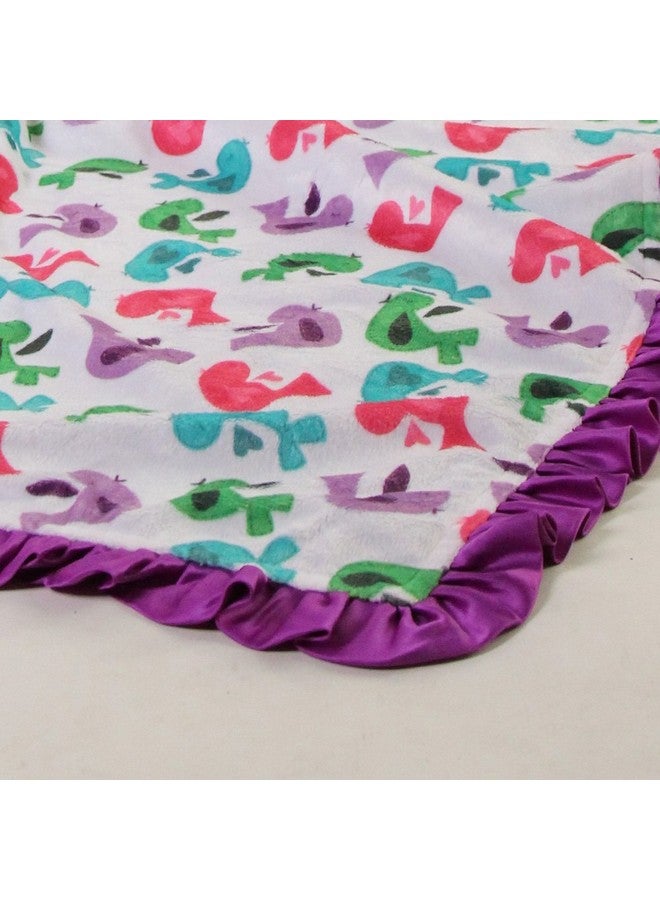 Snuggle Stuffs Baby Girls Reversible Minky Velboa Stroller Blanket (Choose Color) (Birds/Violet) - Image 4
