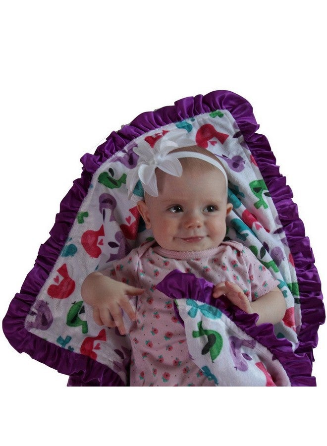 Snuggle Stuffs Baby Girls Reversible Minky Velboa Stroller Blanket (Choose Color) (Birds/Violet) - Image 3