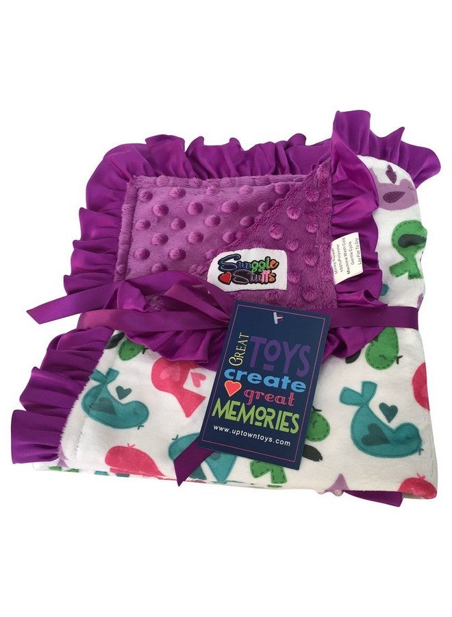 Snuggle Stuffs Baby Girls Reversible Minky Velboa Stroller Blanket (Choose Color) (Birds/Violet) - Image 1