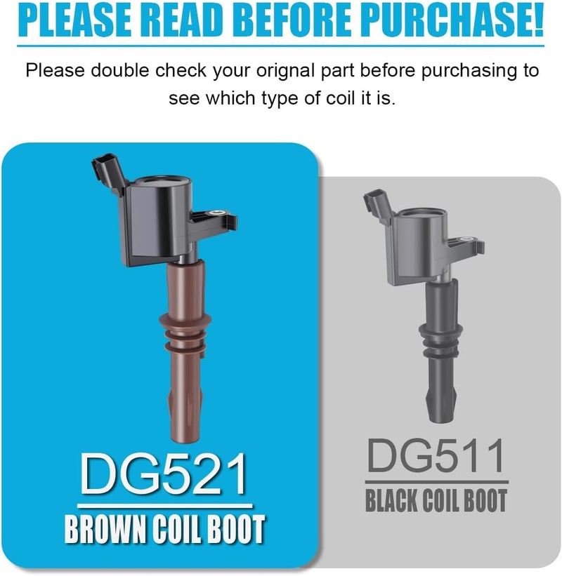 Micro Premium Ignition Coil Pack Compatible with 2008-2014 Ford Lincoln Mercury V8 V10 (8-Pack) with Permatex Dielectric Grease - Image 2