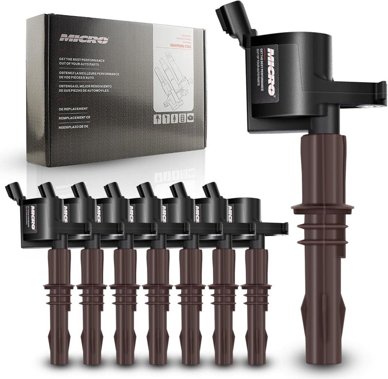 Micro Premium Ignition Coil Pack Compatible with 2008-2014 Ford Lincoln Mercury V8 V10 (8-Pack) with Permatex Dielectric Grease - Image 1