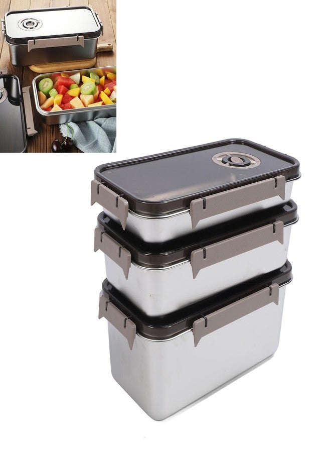 VBM 3 Large Food Container Bread Box Stainless Steel Bread Storage Container, Modern Style Bread Storage Box with Airtight Lid, Large Bread Bin Holder with Timing Function for Kitchen Countertop - Image 1