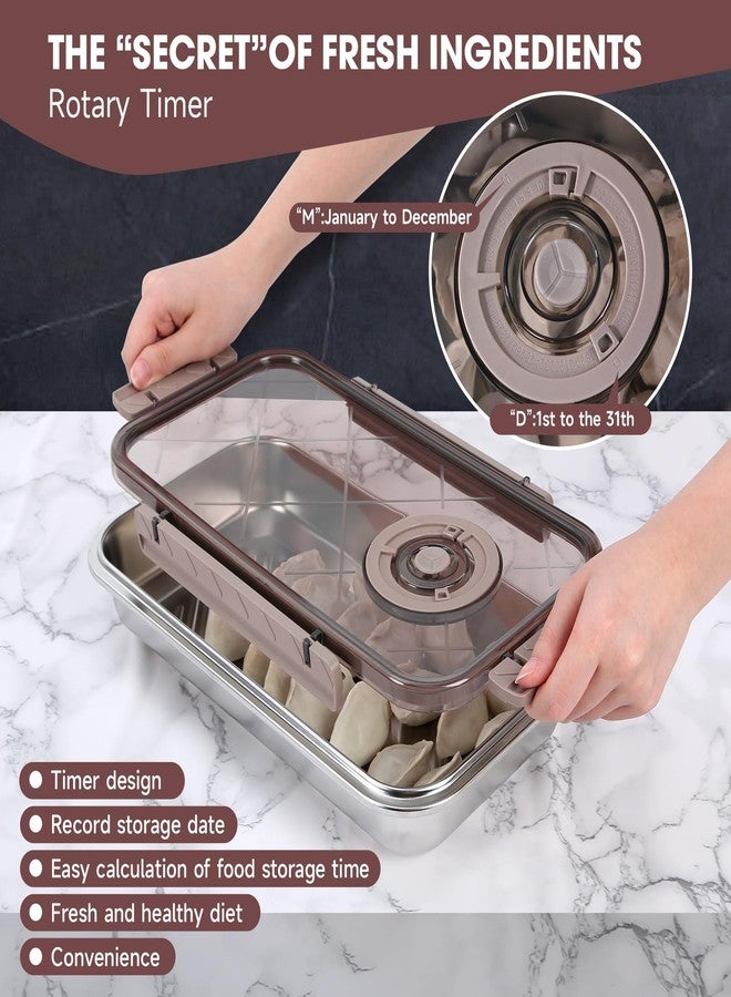 VBM 3 Large Food Container Bread Box Stainless Steel Bread Storage Container, Modern Style Bread Storage Box with Airtight Lid, Large Bread Bin Holder with Timing Function for Kitchen Countertop - Image 4
