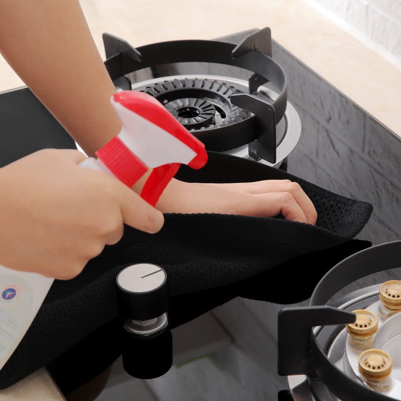 Homaxy 100% Cotton Waffle Weave Kitchen Dish Towels  Ultra Soft Absorbent Quick Drying Cleaning Towel  13 x 28 Inches  8-Pack  Black - Image 5