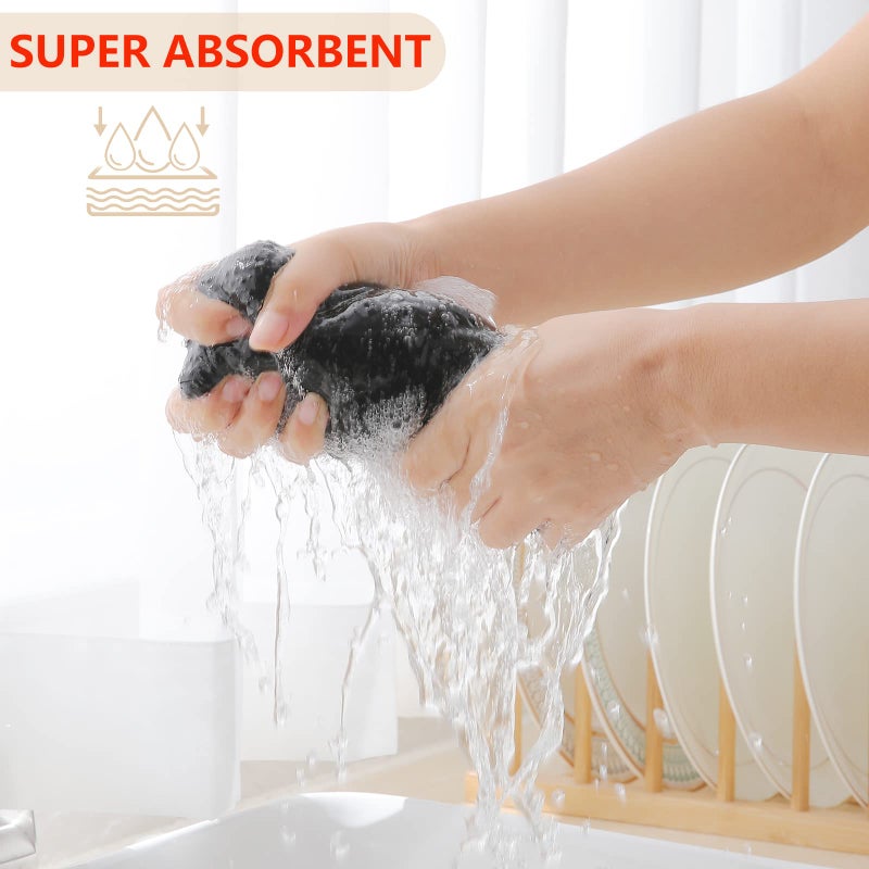 Homaxy 100% Cotton Waffle Weave Kitchen Dish Towels  Ultra Soft Absorbent Quick Drying Cleaning Towel  13 x 28 Inches  8-Pack  Black - Image 3