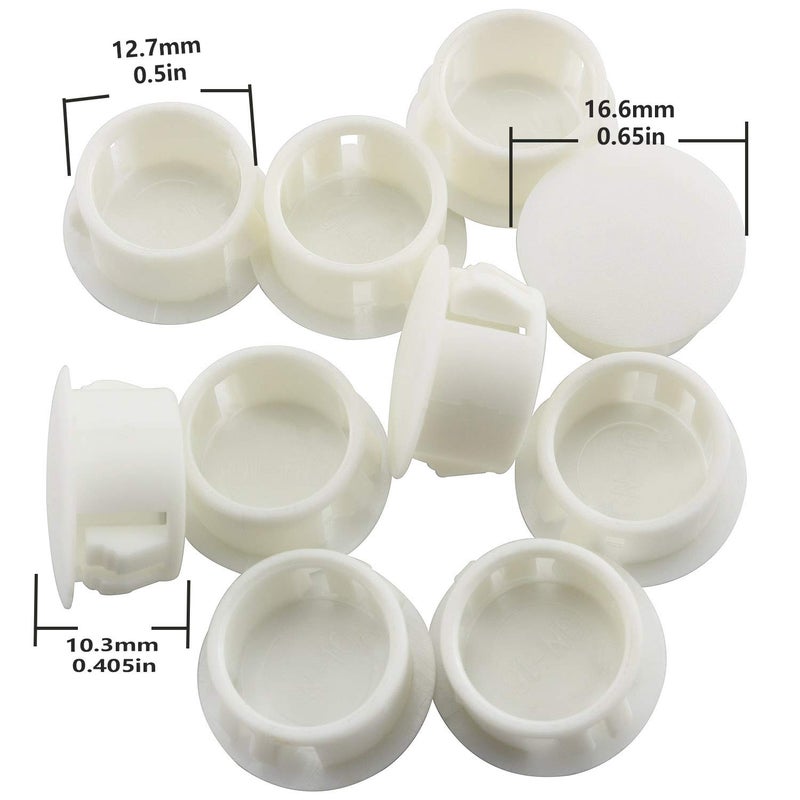 Longdex Hole Plug 50PCS White Round Nylon Locking Hole Plug Button Fastener Cover 13mm - Image 2
