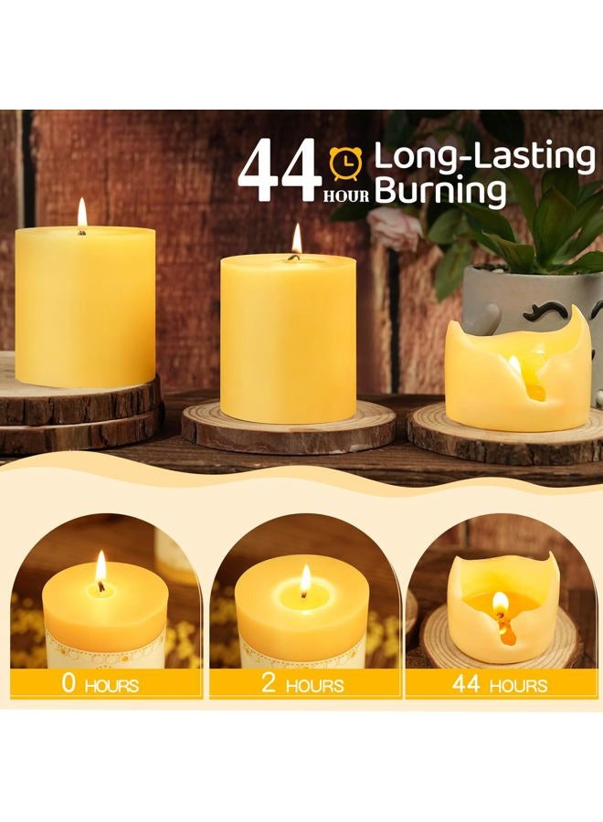 MAKALONE 2 Pack Natural Beeswax Candles,88 Hours Long Burning-Bees Wax Candles for Home,100% Pure Beeswax Pillar Candle for Emergency,Paryer,Parties,Unscented Dripless Smokeless Pillar Candle Bulk 2.8x3in - Image 5