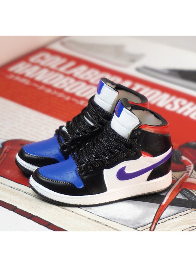 1/6 Mini Sneakers Model Aj1 Creative Cute Basketball Shoes Keychain Car Bag Jewelry Aj Keychain-Color:1 Red And Blue Lakers (a Pair Of Nude Shoes) - Image 1
