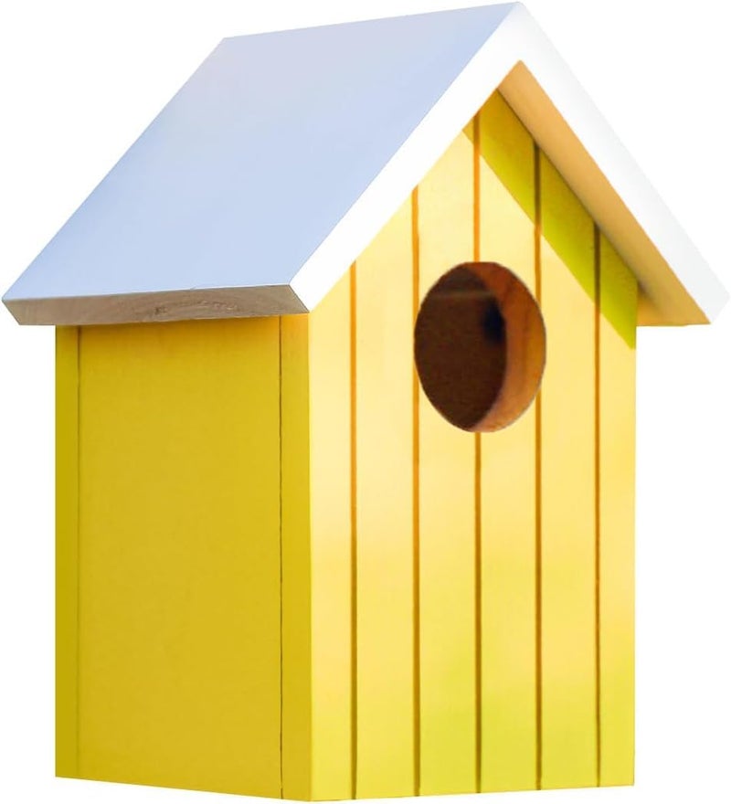 BIRDSHALA Wooden Large Bird House for Sparrow, Budgies, Bulbul, Wild Birds & Pet Birds - Colorful Garden Decorative (Yellow) - Image 2