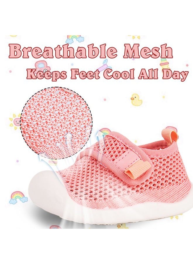 Charrost Baby First-Walking Shoes 1-4 Years Kid Shoes Trainers Toddler Infant Boys Girls Soft Sole Non Slip Cotton Canvas Mesh Breathable Lightweight TPR Material Slip-on Sneakers Outdoor, Mesh Pink, 5 Toddler - Image 5