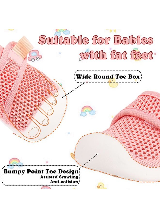 Charrost Baby First-Walking Shoes 1-4 Years Kid Shoes Trainers Toddler Infant Boys Girls Soft Sole Non Slip Cotton Canvas Mesh Breathable Lightweight TPR Material Slip-on Sneakers Outdoor, Mesh Pink, 5 Toddler - Image 4