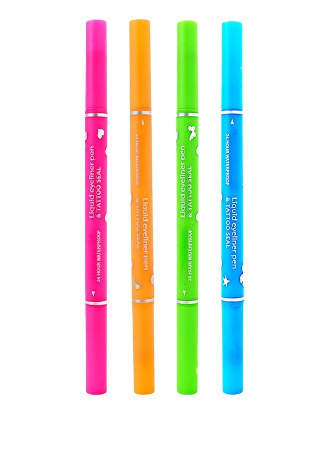 XMXueMei Double Side Liquid Winged Eyeliner Stamp,Smudge Proof Waterproof Eye Liner Pen Set,Long-Lasting Eye Liner Face Makeup,Star Flowers Hearts Triangle Black Eyeliner Stamp Pencil（4PCS） - Image 1